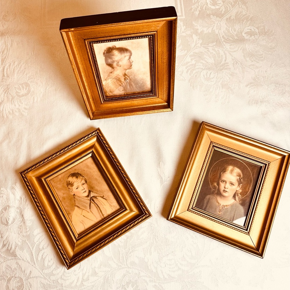 Vintage Classic Paintings in Antique Gold Frames/Mary and Peter and Charlotte